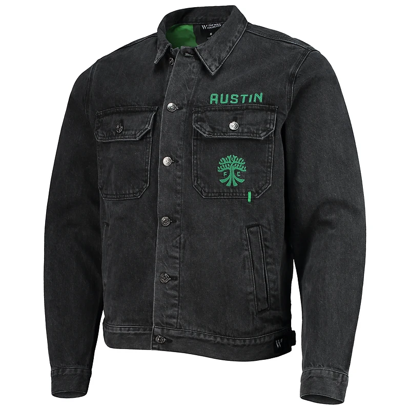 Men's The Wild Collective Black Austin FC Denim Button-Up Jacket
