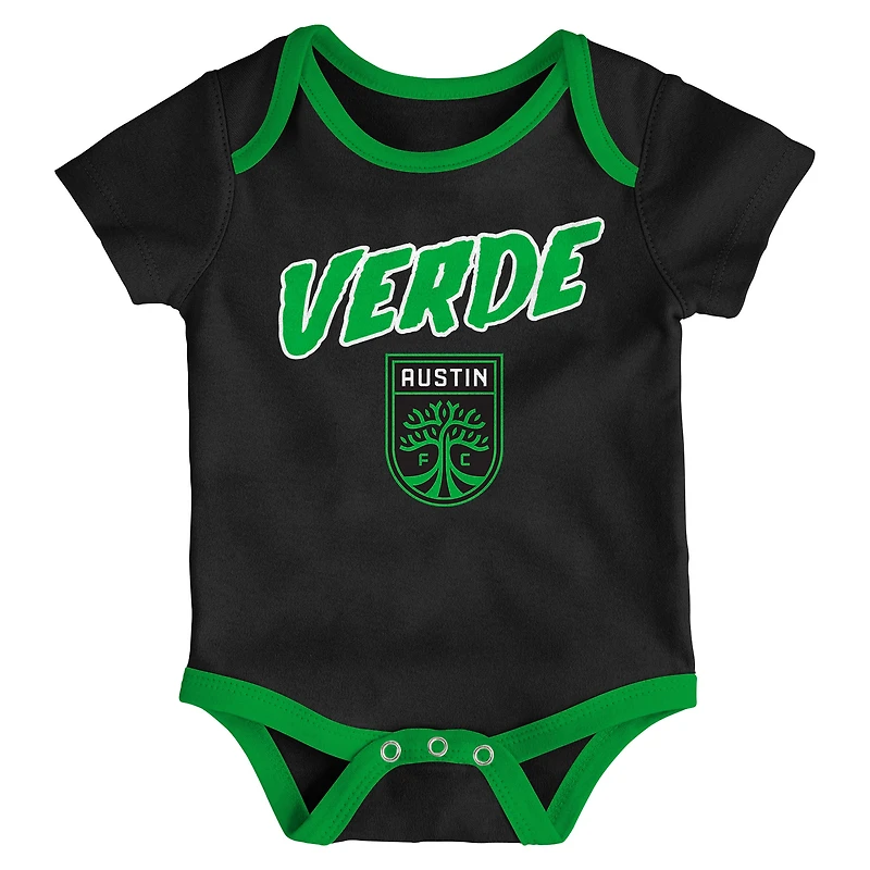 Newborn Green/Heather Gray/Black Austin FC Loyal Buddies 3-Pack Bodysuit Set