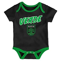 Newborn Green/Heather Gray/Black Austin FC Loyal Buddies 3-Pack Bodysuit Set