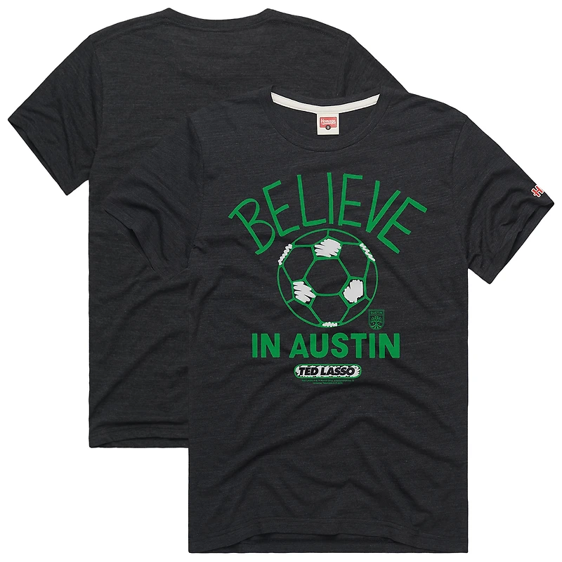 T-shirt unisexe Hommage Charcoal Austin FC MLS x Ted Lasso Believe Graphic Tri-Blend