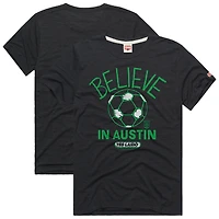 T-shirt unisexe Hommage Charcoal Austin FC MLS x Ted Lasso Believe Graphic Tri-Blend