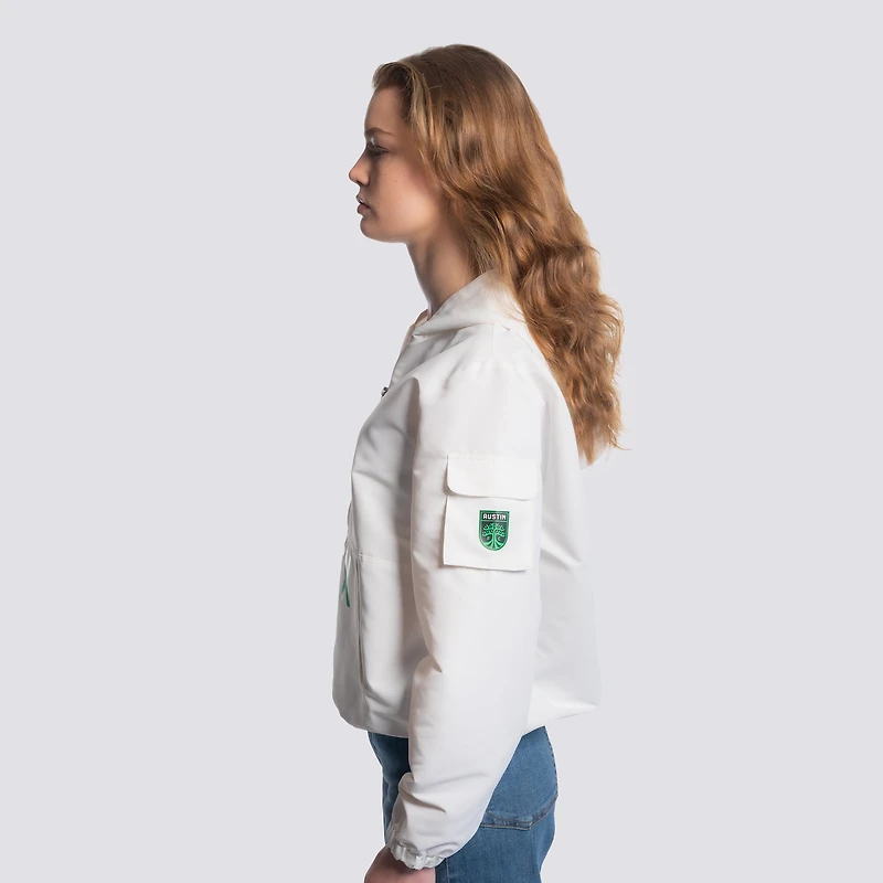 Women's Lusso  White Austin FC Paige Half-Zip Hooded Jacket