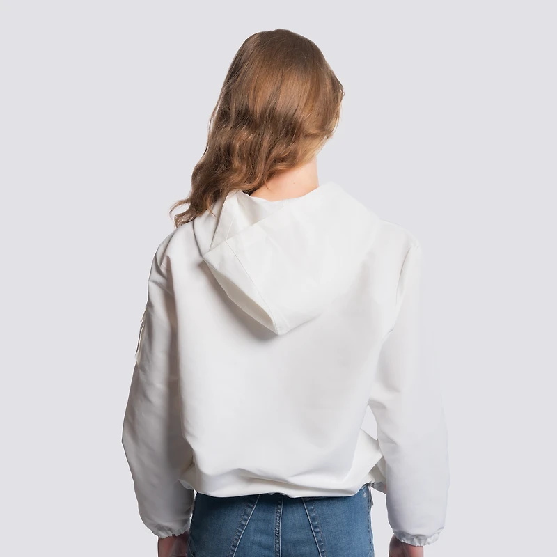 Women's Lusso  White Austin FC Paige Half-Zip Hooded Jacket