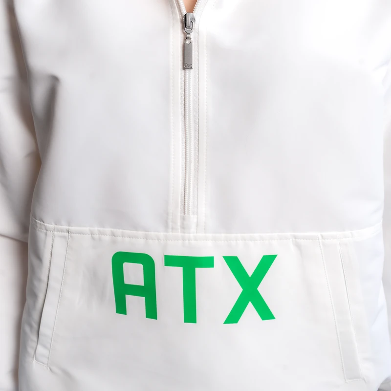 Women's Lusso White Austin FC Paige Half-Zip Hooded Jacket