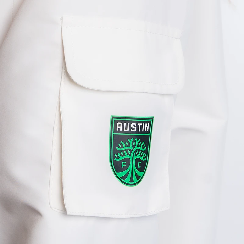 Women's Lusso  White Austin FC Paige Half-Zip Hooded Jacket