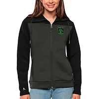 Women's Antigua Black/Gray Austin FC Protect Full-Zip Hoodie