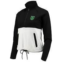 Women's Antigua Black/White Austin FC Harbor Raglan Half-Zip Jacket