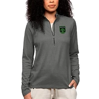 Women's Antigua Heather Charcoal Austin FC Team Logo Epic Quarter-Zip Pullover Top