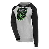 Sweat à capuche manches raglan Antigua Heather Grey Austin FC Victory pour femme