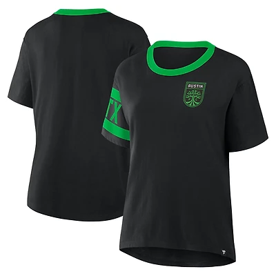 T-shirt noir Fanatics pour femme, motif défenseur du Austin FC, héritage