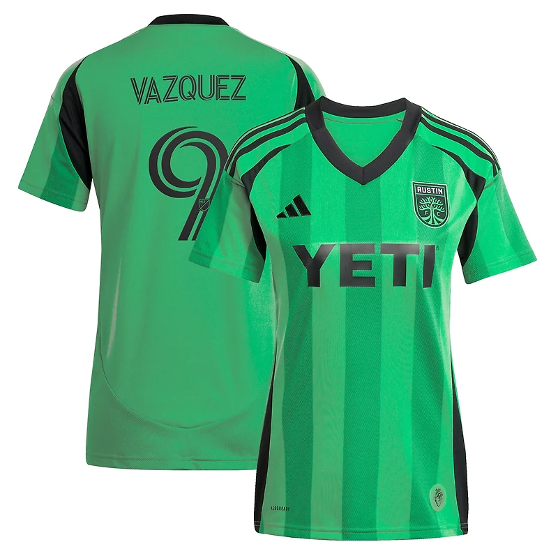 Maillot réplique du joueur adidas Brandon Vazquez Green Austin FC 2025 The Heartbeat Kit pour jeunes
