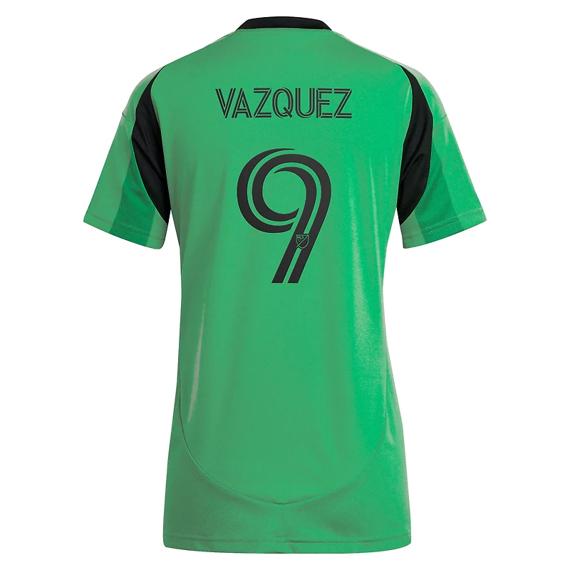 Maillot réplique du joueur adidas Brandon Vazquez Green Austin FC 2025 The Heartbeat Kit pour jeunes