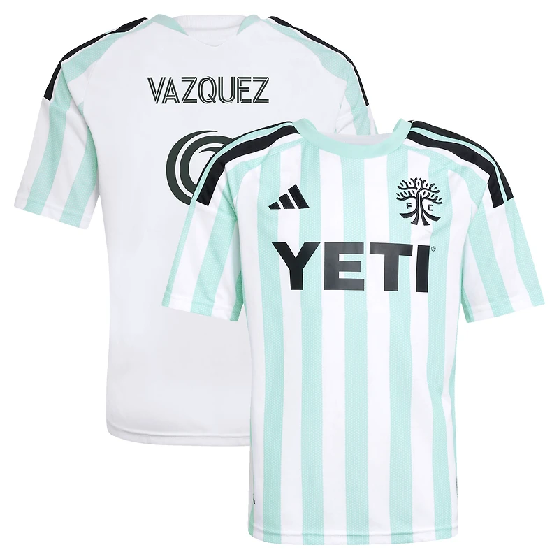 Youth adidas Brandon Vazquez White Austin FC 2026 The Rooted Kit Replica Jersey