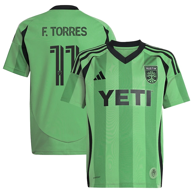 Youth adidas Facundo Torres Green Austin FC 2025 The Heartbeat Kit Replica Jersey