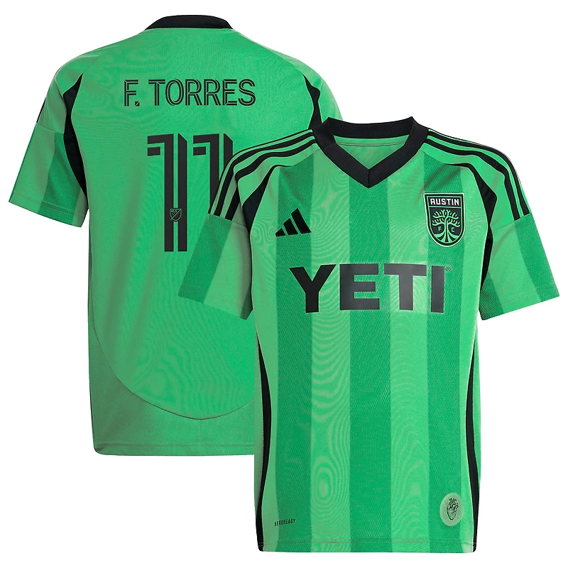Youth adidas Facundo Torres Green Austin FC 2025 The Heartbeat Kit Replica Jersey