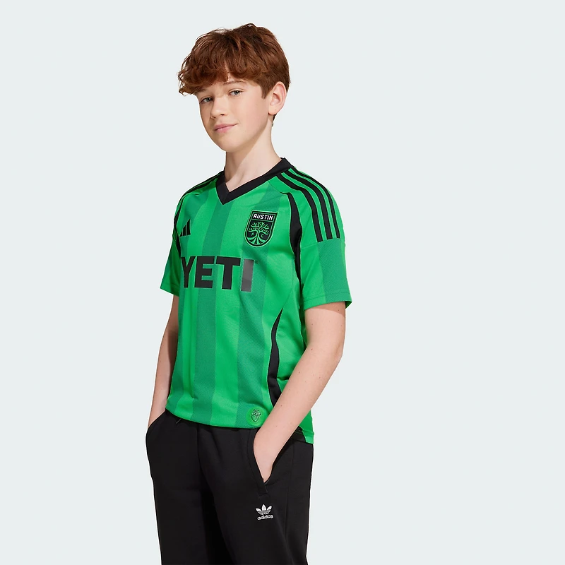 Maillot réplique du kit Heartbeat 2025 adidas Green Austin FC pour jeunes