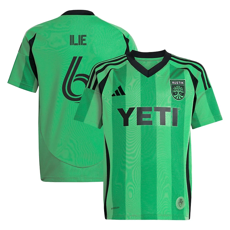 Maillot réplique du joueur adidas Ilie Sanchez Green Austin FC 2025 The Heartbeat Kit pour jeunes
