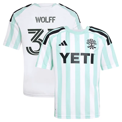 Youth adidas Owen Wolff White Austin FC 2026 The Rooted Kit Replica Jersey