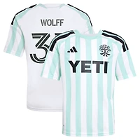 Youth adidas Owen Wolff White Austin FC  2026 The Rooted Kit Replica Jersey