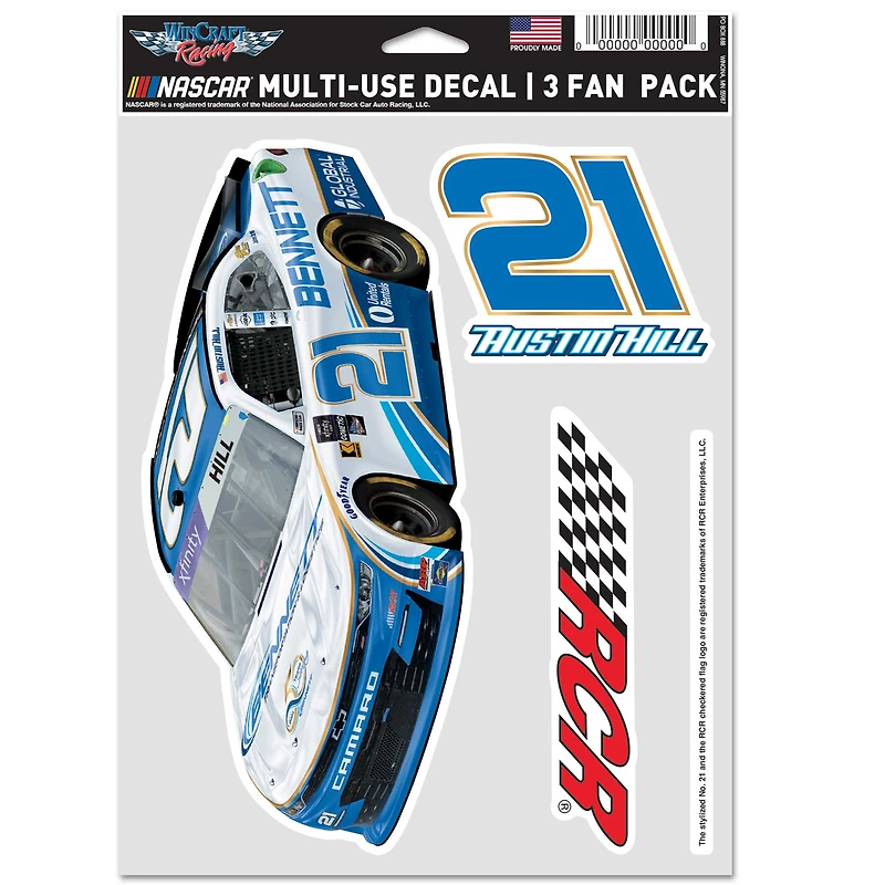 WinCraft Austin Hill Lot de 3 autocollants multi-usages