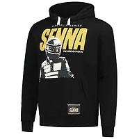 Sweat à capuche unisexe surdimensionné Ayrton Senna noir F1 avec imprimé pilote