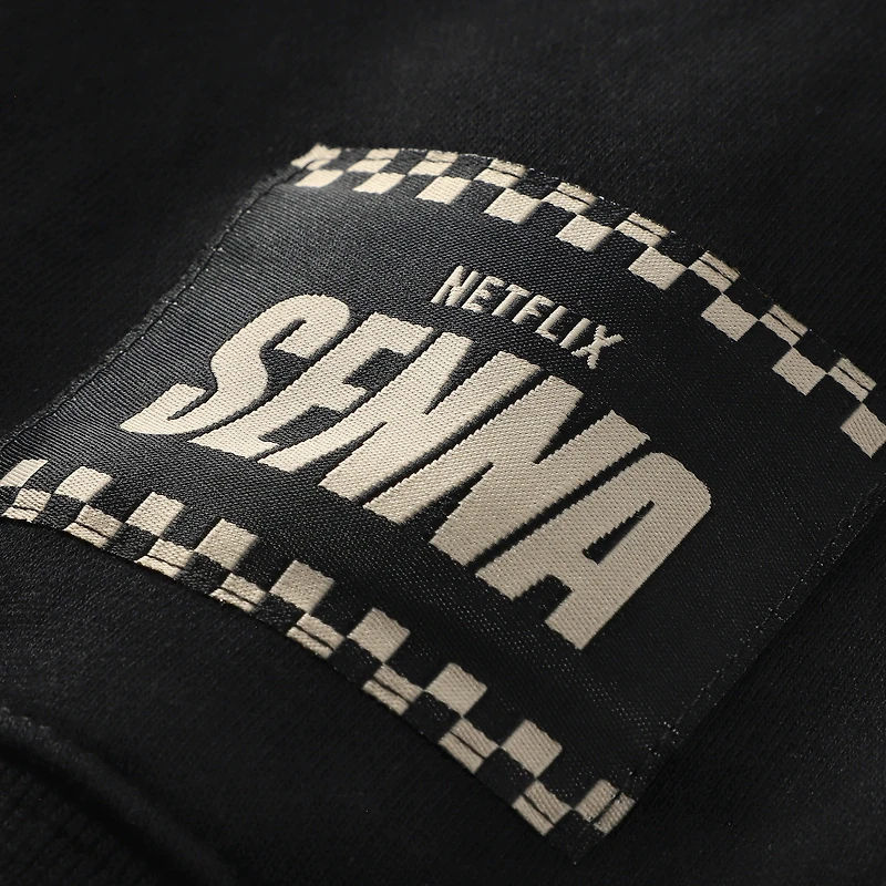 Sweat à capuche unisexe oversize noir Ayrton Senna F1 avec motif de pilote