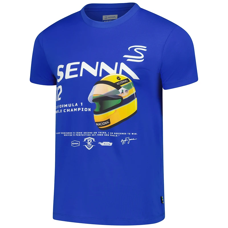 Unisex Ayrton Senna Blue F1 Twelve Graphic T-Shirt
