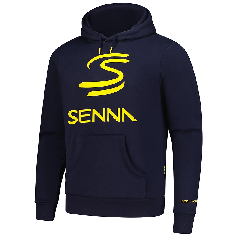 Unisex Ayrton Senna Navy F1 Legacy Pullover Hoodie