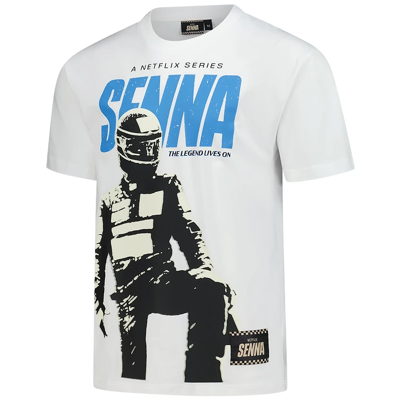 Unisex Ayrton Senna White F1 Driver Graphic Oversized T-Shirt