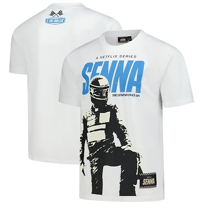 Unisex Ayrton Senna White F1 Driver Graphic Oversized T-Shirt
