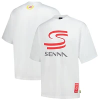 Unisex Ayrton Senna White F1 Graphic Oversized T-Shirt
