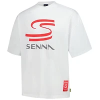 Unisex Ayrton Senna White F1 Graphic Oversized T-Shirt