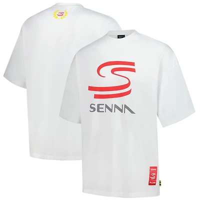 Unisex Ayrton Senna White F1 Graphic Oversized T-Shirt