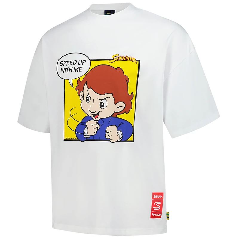 Unisex Ayrton Senna White F1 Senninha Speed Up Oversized T-Shirt