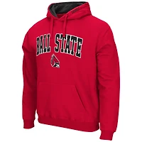 Men's Colosseum Heather Gray Ball State Cardinals Arch & Logo 3.0 Pullover Hoodie