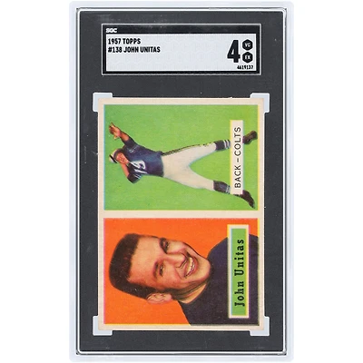 Carte de recrue authentifiée Johnny Unitas Baltimore Colts 1957 Topps n° 138 SGC 4