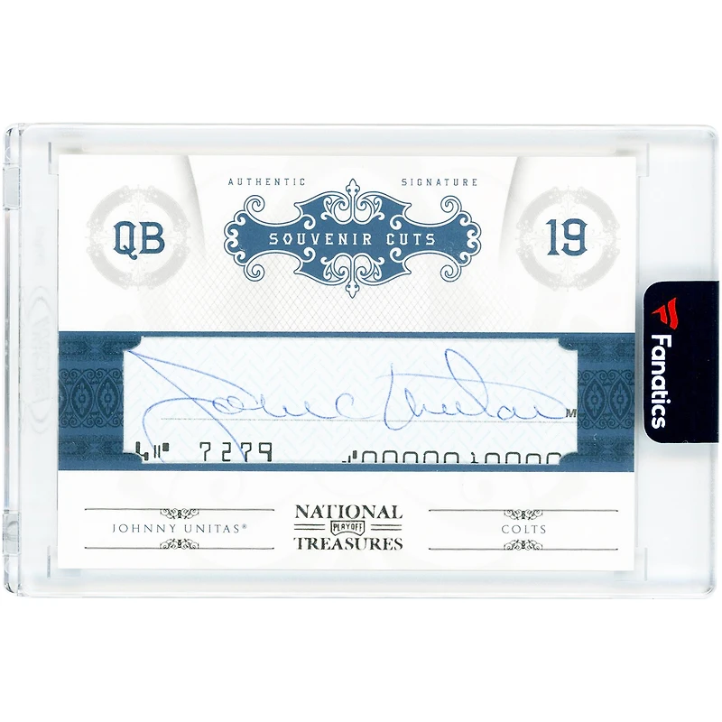 Johnny Unitas Baltimore Colts Autographed 2011 Panini National Treasures Souvenir Cuts #9 #24/40 Card