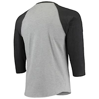 Men's Stitches Heathered Gray/Black Baltimore Elite Giants Negro League Wordmark Raglan 3/4-Sleeve T-Shirt