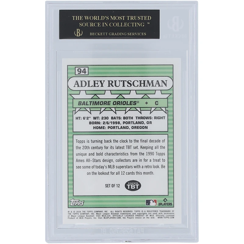 Adley Rutschman Baltimore Orioles 2024 Topps TBT 90 Topps Ames All-Stars Black Label #94 BGS Authentifié 10 Cartes - 10,10,10,10 Sous-grades