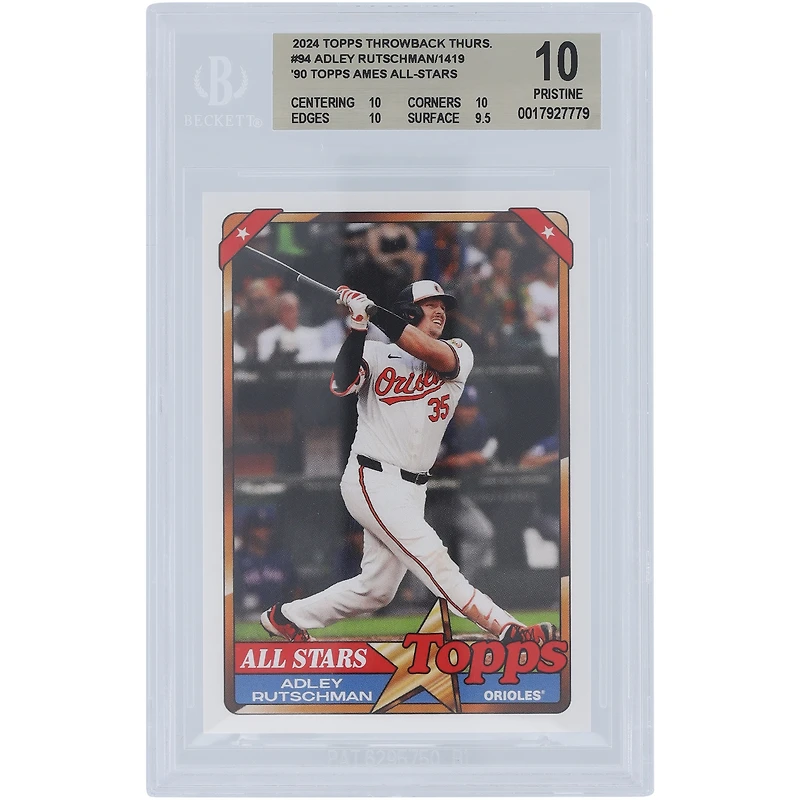 Adley Rutschman Baltimore Orioles 2024 Topps TBT 90 Topps Ames All-Stars #94 BGS Carte 10 authentifiée - Sous-catégories 10,10,10,9,5
