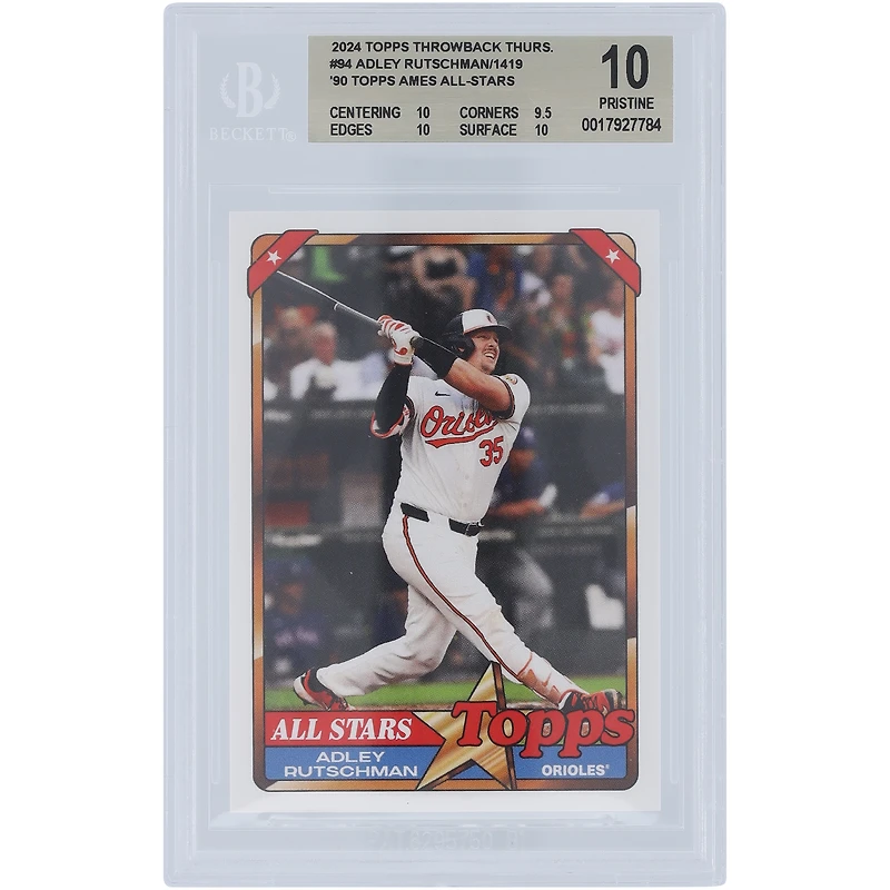 Adley Rutschman Baltimore Orioles 2024 Topps TBT 90 Topps Ames All-Stars #94 BGS Carte authentifiée 10 - Sous-grades 10, 9,5, 10, 10