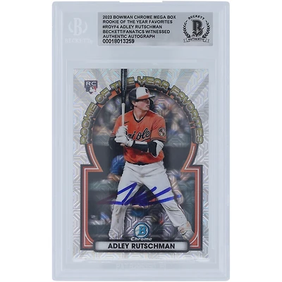 Adley Rutschman Baltimore Orioles a autographié la carte de recrue authentifiée Bowman Chrome 2023, favorite #ROYF-4 Beckett Fanatics