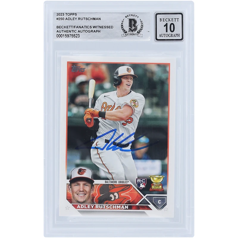 Adley Rutschman Baltimore Orioles Autographié 2023 Topps Série 1 #250 Beckett Fanatics Witnessed Authenticated 10 Rookie Card