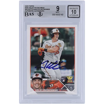 Adley Rutschman Baltimore Orioles autographié 2023 Topps Series One #250 Beckett Fanatics Witnessed Authenticated 9/10 Rookie Card