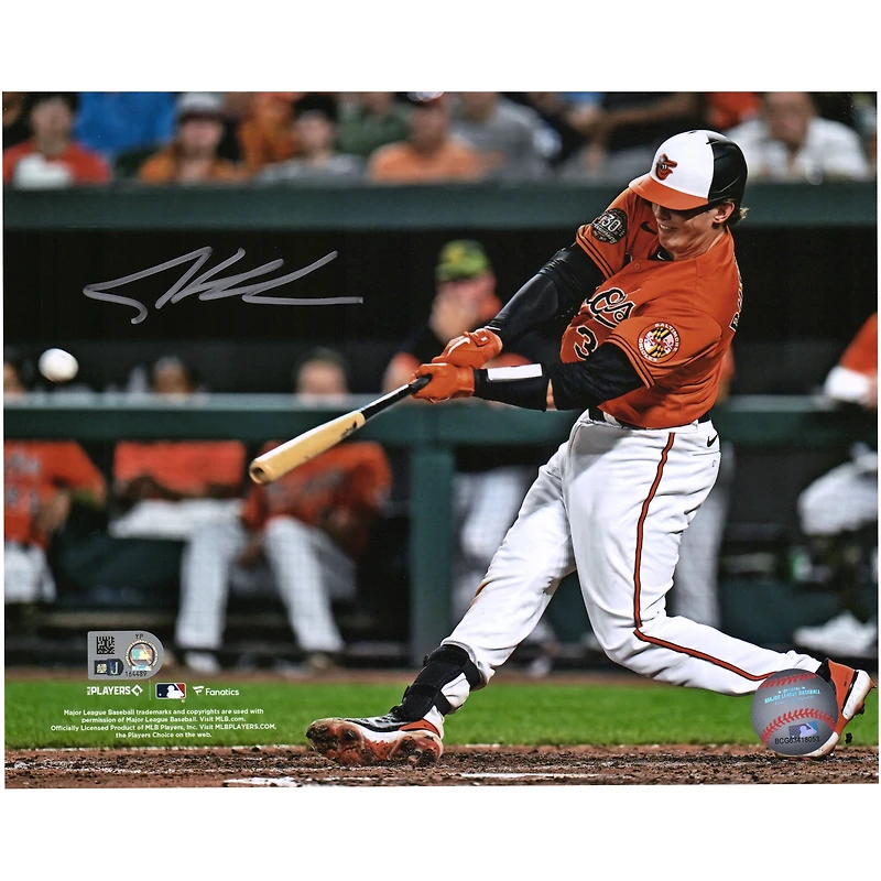 Adley Rutschman Baltimore Orioles autographié 8" x 10" Première photo à succès