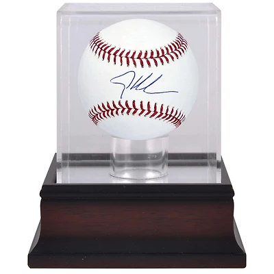 Baseball autographié par Adley Rutschman Baltimore Orioles et vitrine de présentation de baseball en acajou
