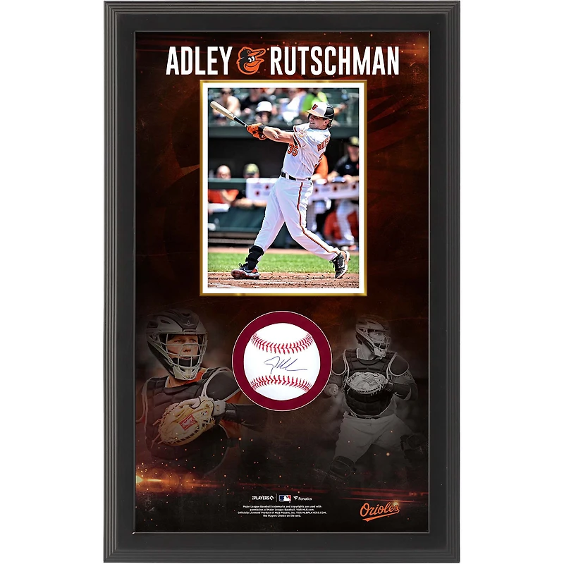 Boîte à ombre de baseball autographiée par Adley Rutschman des Orioles de Baltimore