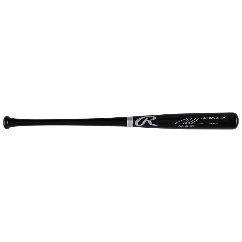 Batte de baseball Rawlings Pro noire autographiée par Adley Rutschman des Baltimore Orioles avec l'inscription « Let's Go O's »