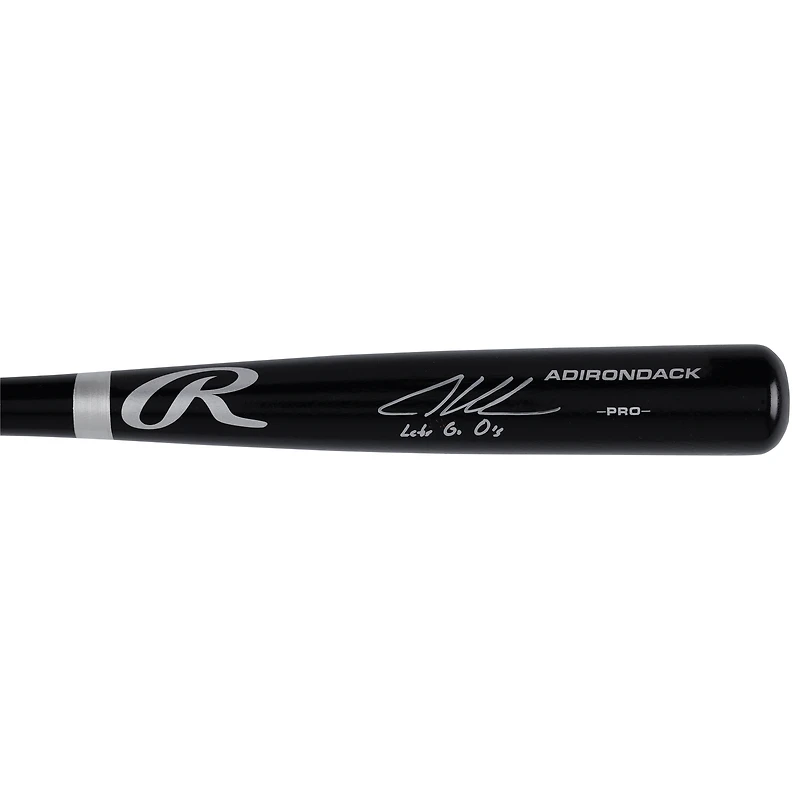 Batte de baseball Rawlings Pro noire autographiée par Adley Rutschman des Baltimore Orioles avec l'inscription « Let's Go O's »