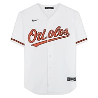 Maillot réplique blanc Nike autographié par Adley Rutschman des Orioles de Baltimore avec inscription « Be The Noise »
